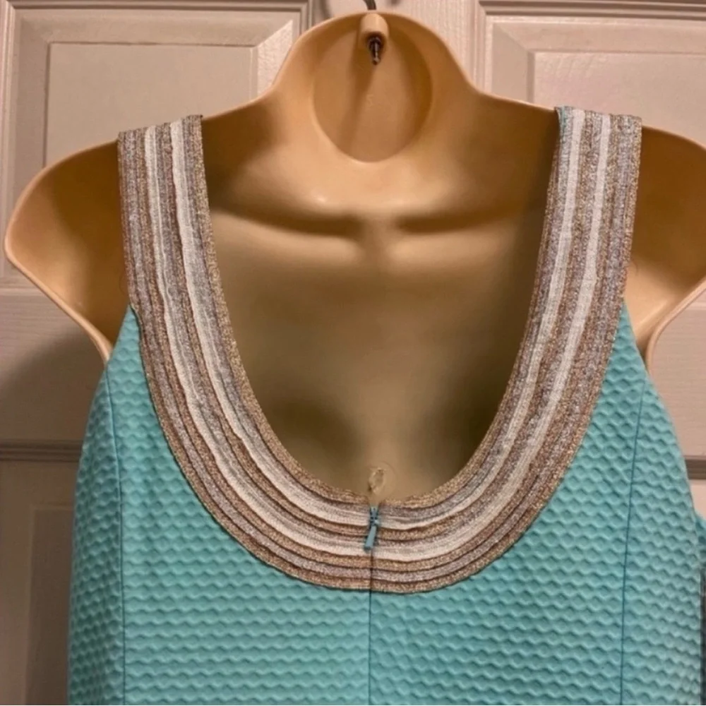 Lilly Pulitzer Valli Shift Dress Serene Blue Metallic Soutache - Size 4 - EUC - Picture 10 of 13